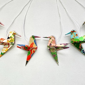 Set of 6, origami hummingbirds, paper hummingbird, bird made of Japanese paper, bird pendant, tree decoration, spring decoration, Easter decoration, approx. 5 cm