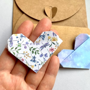 Tarjeta de regalo con 2 marcapáginas de corazón de origami, 2 marcapáginas a elegir, regalo de cumpleaños, regalo de aniversario, para amantes de los libros