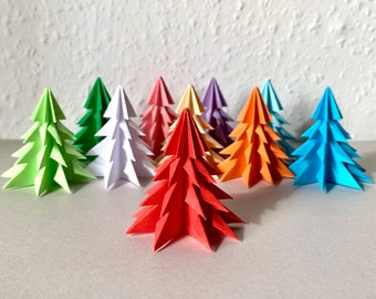 Set of 10, mini Christmas trees, origami tree, choose color, Christmas tree pendant, Christmas ornament, home decoration, table decoration, gift tag