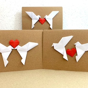 Coppia di colombe origami, coppia di colombe, biglietto personalizzato, scegli il colore, il testo desiderato, biglietto di nozze, fidanzamento, piccioncini, biglietto d'amore