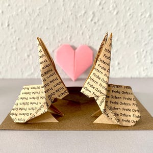 Conejitos de origami personalizados con mini sobre, regalo especial de Pascua, conejitos de origami únicos, tamaño y color seleccionables