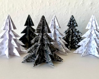 Set of 6, mini Christmas trees, 6 origami Christmas trees, Christmas tree pendant, tree ornament, tree decoration, table decoration, home decoration, approx. 5 cm