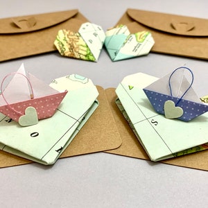 Origami Boot Mini Karte, Papier Schiff Karte, Personalisierte Geschenk, Wunschtext, Kleine Karte, Gutscheinkarte, Geschenkkarte, Geburtstag