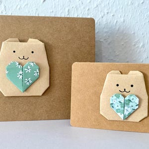 Biglietto orso origami, biglietto orso con cuore, biglietto personalizzato, biglietto di compleanno orso, biglietto di auguri orso, amante degli orsi
