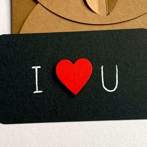Mini tarjeta "Te amo", tarjeta de amor, tarjeta de corazón, texto personalizado, tarjeta de regalo de corazón, cumpleaños, aniversario, San Valentín, tarjeta hecha a mano