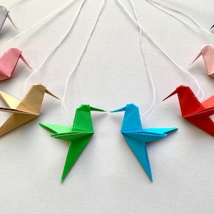 6er Set, Origami Kolibris, Papier kolibri, Vogel Anhänger, Farbe auswählen, Baumschmuck, Wohndeko, Frühlingsdeko, Geschenkidee, ca. 5cm
