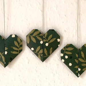 Set of 5, origami hearts, paper hearts, tree decorations, tree decoration, tree pendant, heart decoration, heart pendant, heart gift, Christmas decoration, 4.5 cm