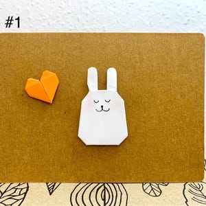 Karta origami z królikiem, karta z królikiem w kształcie serca, wybrany przez Ciebie tekst, karta z pozdrowieniami z królikiem, słodki królik, karta urodzinowa z królikiem, karta podarunkowa, karta rocznicowa