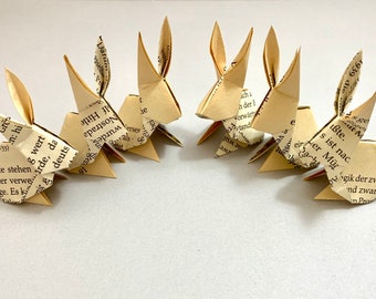 Set of 6 origami bunnies, paper bunny pendants, choose your color, Easter bunny, Easter decoration, Easter gift, home decor, table decoration, Easter, upcycling