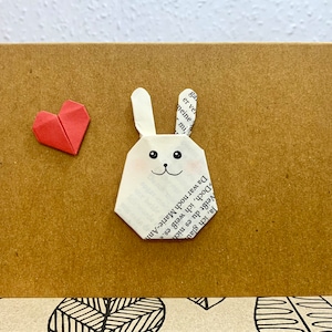 Origami Hase Karte, Hase mit Herz Karte, süße Hase, Dein Wunschtext, Hase Geburtstagskarte, Hase Grußkarte, Geschenkkarte, Hase Klappkarte