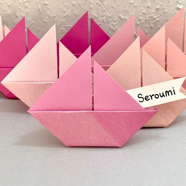 Lot de 10, 10 bateaux origami, bateau mignon, voilier origami, bateau en papier rose, décoration de table, décoration fête, décoration bateau, décoration maison, décoration anniversaire