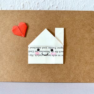 Origami house with heart card, moving in card, moving gift card, congratulations card, personalized card, new apartment, house building