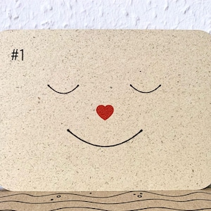 Carte postale coeur, A6, carte sourire, carte sourire, carte cadeau, sourire et coeur, papier herbe