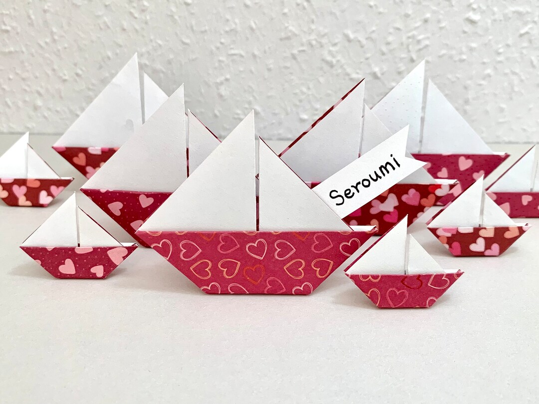 12er Set 12 Origami Boote Süßes Boot Boot Mit Herzen - Etsy