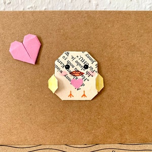 Origami Ente mit Herz Karte, Personalisierte Karte, Dein Wunschtext, Entchen Karte, Enten Karte, Geburtstagskarte, Grußkarte, Geschenkkarte