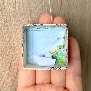 Mini nave da crociera origami in una scatola, regalo personalizzabile, piccola scatola con nave di carta, bella idea regalo