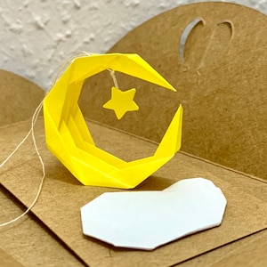 Luna origami, mini biglietto luna, biglietto personalizzato, il testo desiderato, biglietto piccolo, buono regalo, biglietto di compleanno, mini luna con stella