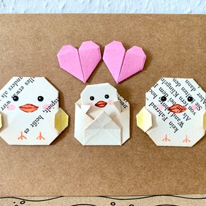 Tarjeta familiar de pato origami, tarjeta personalizada, su texto deseado, patos de origami, tarjeta de nacimiento, tarjeta de aniversario, tarjeta de regalo