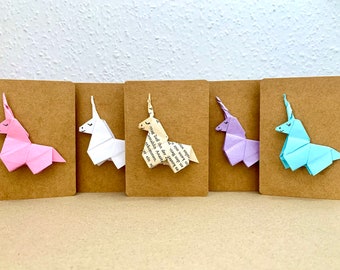 Origami Unicorn minikaart, uw gewenste tekst, Unicorn kleine kaart, Unicorn verjaardagskaart, cadeaukaart, Unicorn Lover, vouwkaart