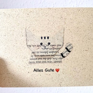 Postal de gato, A6, tarjeta personalizada, texto personalizado, gato de origami, tarjeta de felicitación, tarjeta de cumpleaños, tarjeta de regalo, papel de hierba