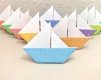 Set of 12, 12 origami boats, cute boat, mini boat, boat table decoration, party decoration, paper sailboat, boat gift, boat home decoration, summer decoration