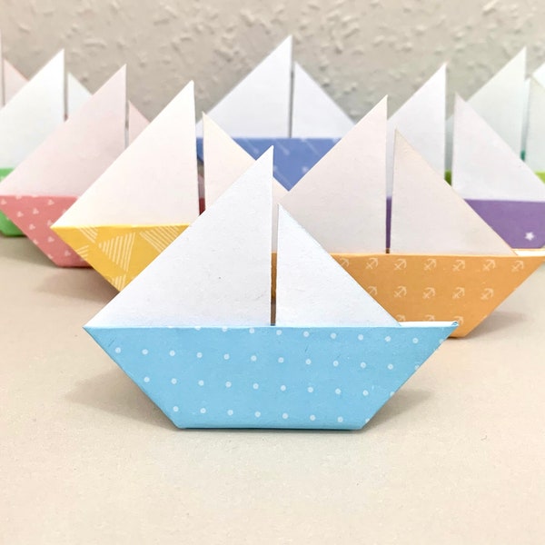 Set of 10, 10 origami boats, cute boat, mini boat, boat table decoration, party decoration, paper sailboat, boat gift, boat home decoration, summer decoration