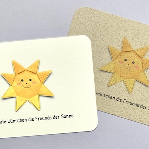 Postal de sol, A6, Postal personalizada, Sol sonriente, Tarjeta de felicitación de sol, Tarjeta de cumpleaños, Tarjeta de regalo, Papel de hierba, Papel de bambú