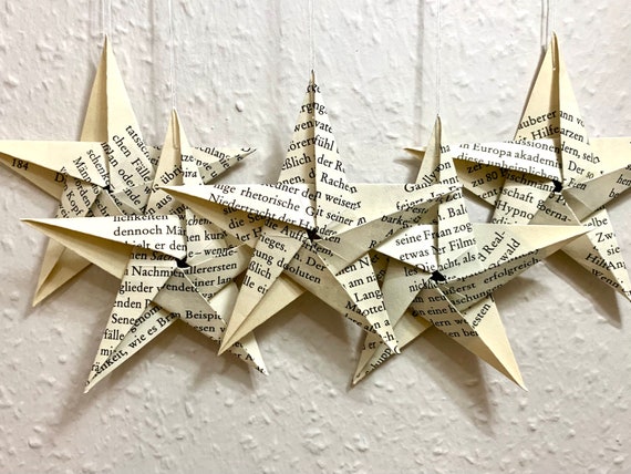 Set of 5, Origami Stars, Paper Stars, Stars Made of Book Paper, Tree  Decoration, Tree Decoration, Party Decoration, Home Decoration, Gift,  Upcycling, 9 Cm, 7 Cm 