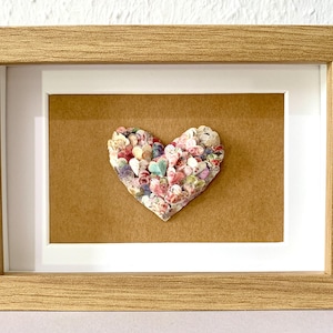 Papierherz im Rahmen, Herzbild mit Karte, Handgemachte Papierkunst, Liebe aus Papier, Muttertagsgeschenk, Jubiläum, ca. 11,8 • 16,8 • 3,1cm