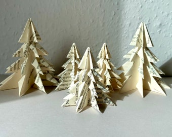 Set of 5, origami Christmas trees, Christmas trees, paper Christmas trees, tree pendants, tree ornaments, tree decorations, tree decorations, table decorations, home decorations