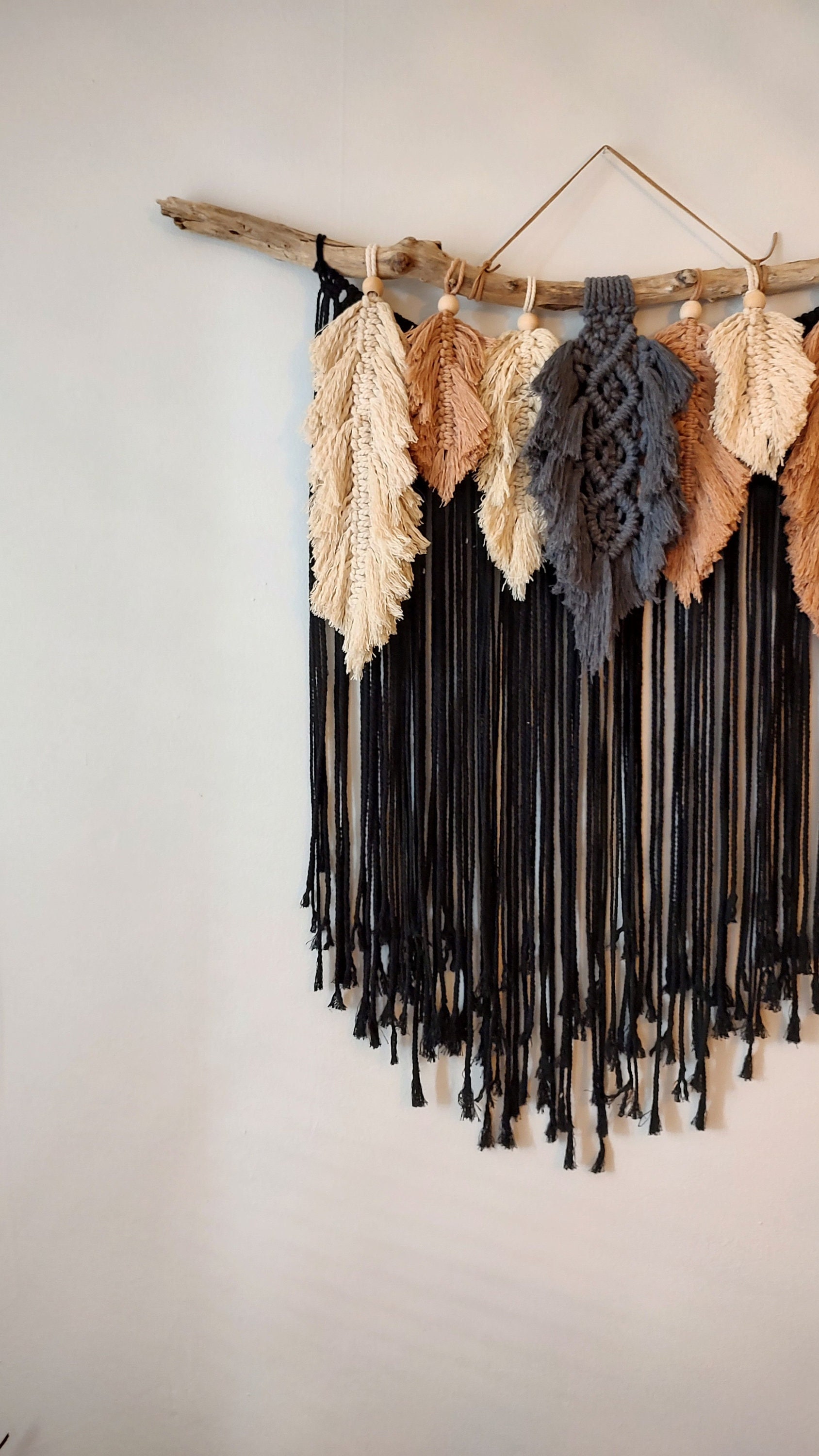 Large Boho Feather Macramé Wall Hanging
