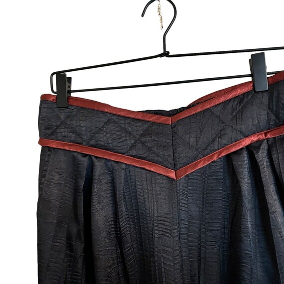 Vintage Jeanne Marc Black Red Pleated Belt Pants … - image 4