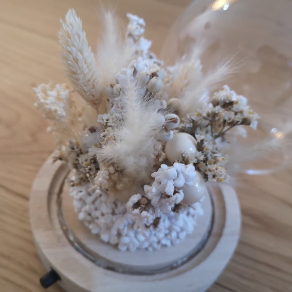 Cloche boule en verre avec socle lumineux -Noël, Table de fêtes, Décoration d’intérieur féerique