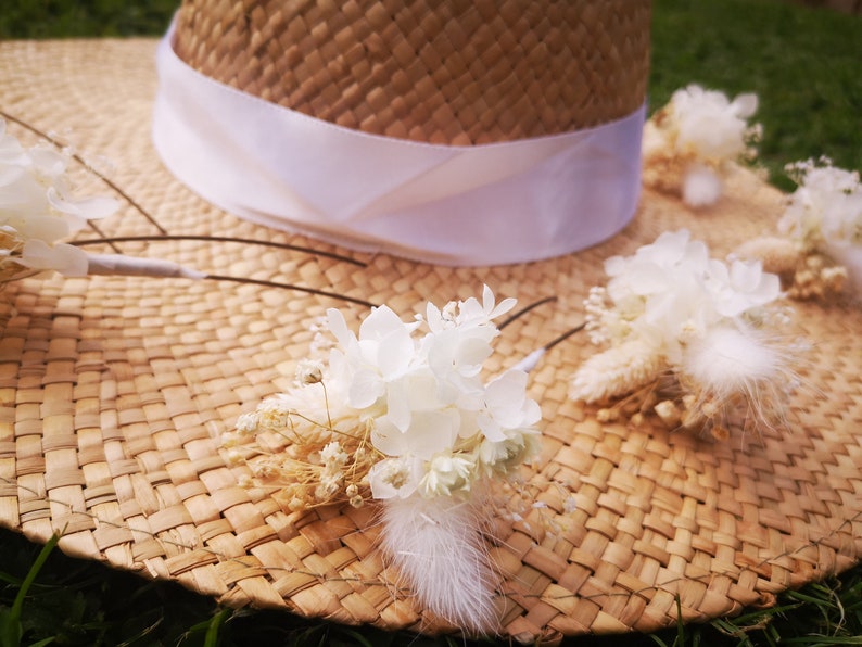 Epingle à cheveux blanche pour la mariée ou la demoiselle d'honneur idéale pour apporter une touche champêtre et féérique à votre coiffure image 2