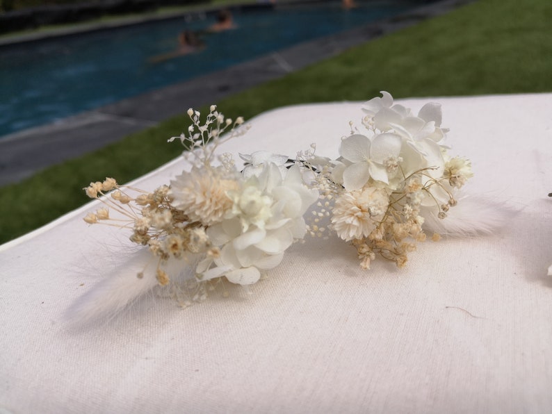 Epingle à cheveux blanche pour la mariée ou la demoiselle d'honneur idéale pour apporter une touche champêtre et féérique à votre coiffure image 8