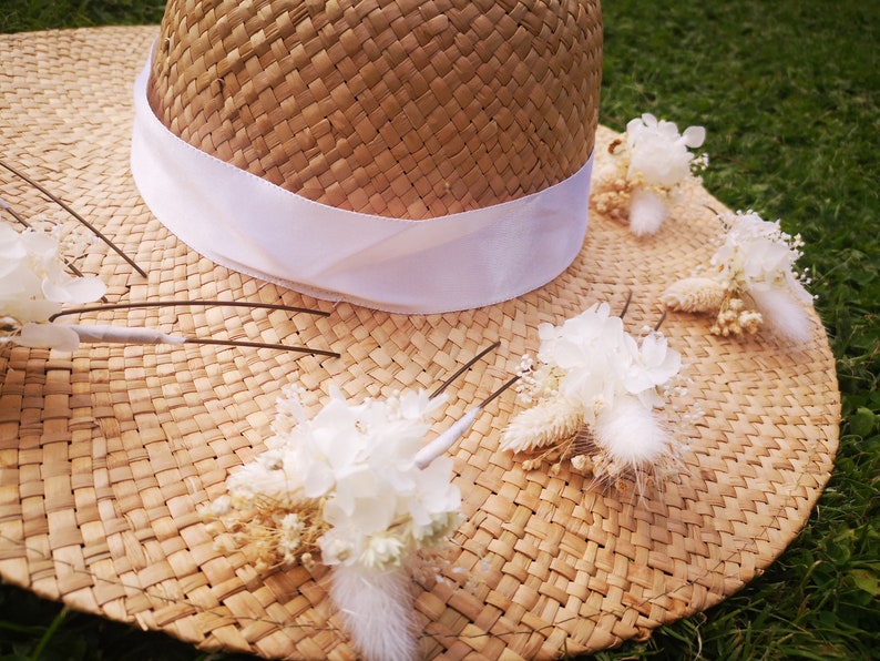 Epingle à cheveux blanche pour la mariée ou la demoiselle d'honneur idéale pour apporter une touche champêtre et féérique à votre coiffure image 5