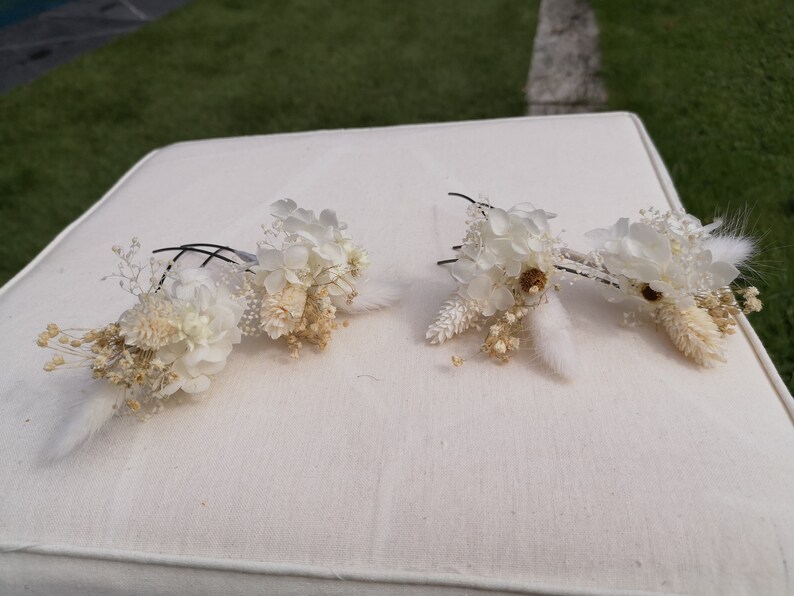 Epingle à cheveux blanche pour la mariée ou la demoiselle d'honneur idéale pour apporter une touche champêtre et féérique à votre coiffure image 9