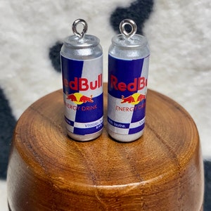 Energy drink Miniature can charms with HOOKS for keychains, earrings, other jewelry  (Set of 2)