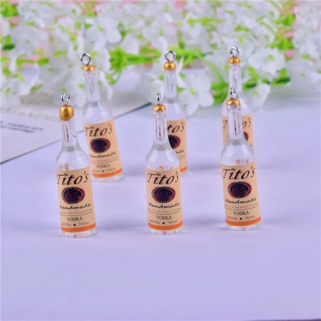 Vodka Bottle Charms With Hooks for Keychains, Earrings, Other Jewelry