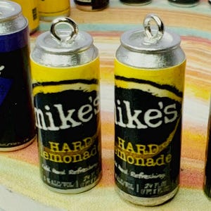 NEW! Hard Lemonade Boozy Can Charms  with HOOKS for keychains, earrings, other jewelry.   (Sets of 2)