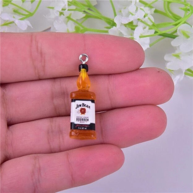 Pair of Whiskey Liquor Bottle Charms With Hooks for Keychains Etsy