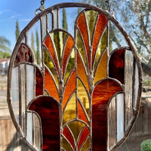 Valley Sunrise | Stained Glass Suncatcher Panel Art Deco