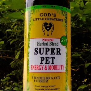SUPER PET (4oz) Energy & Mobility Herbal Formula, 100% Natural, Organic Herbs, Oils, Dogs, Cats, Ferrets, Pet Supplements, Pet health