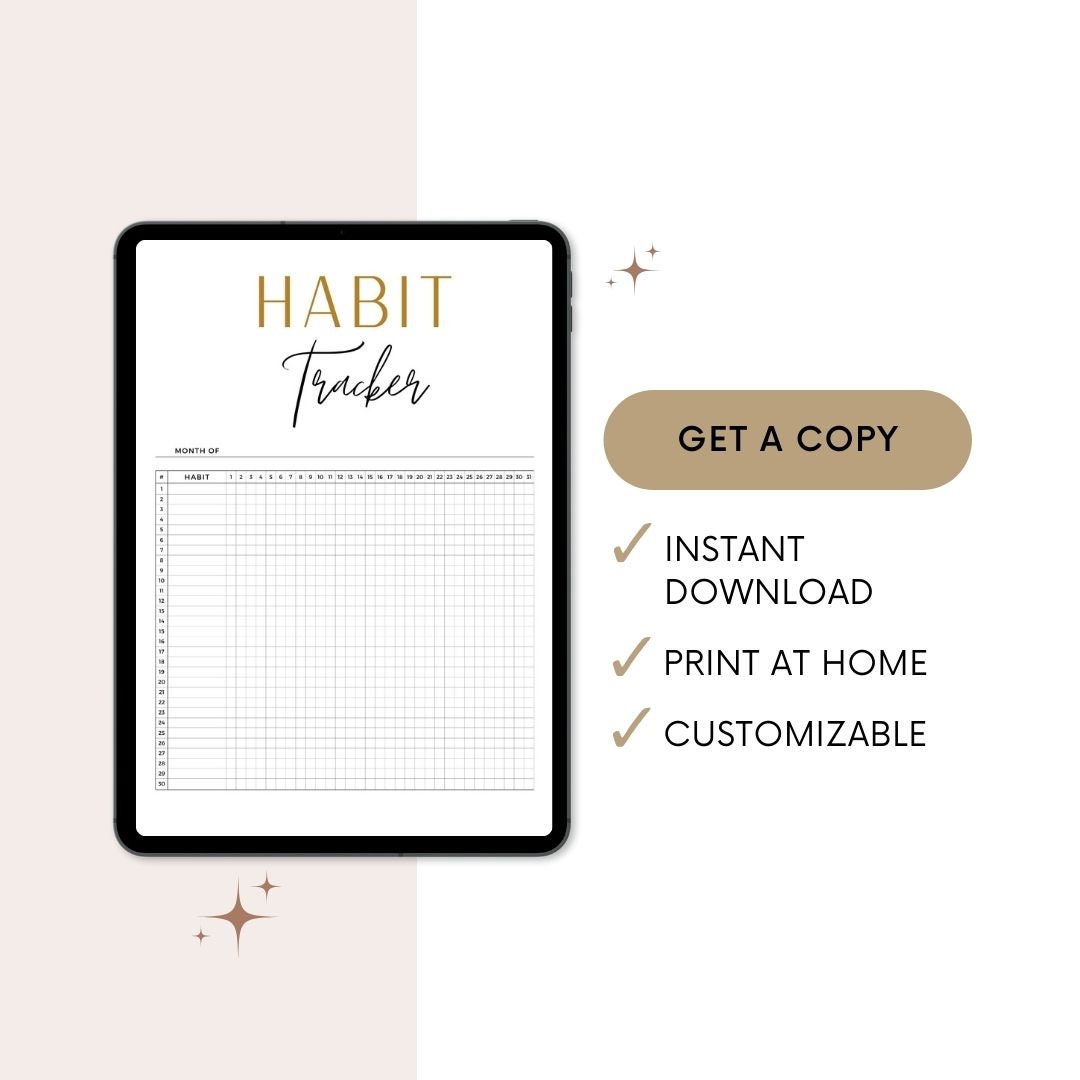 Printable Habit Tracker Habit Tracking PDF Habit Printable Etsy