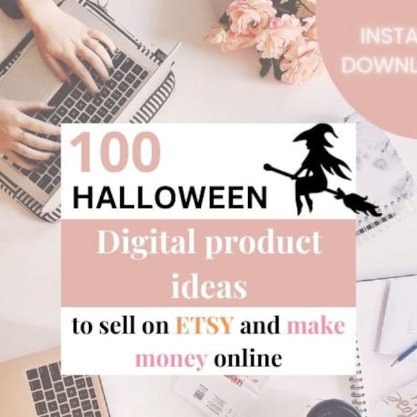 Etsy 100 High Demand Halloween Digital ProdUct Ideen zum Online-Erstellen und Verkaufen,Passives Income Bundle, Produkte zum Online Verkaufen