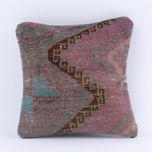Anatolian Turkish Kilim Pillow, 12x12 Pillow Case, Decorative Pillow, Carpet Pillow, Boho Decor, Kilim Cushion Cover, Turkey Pillow