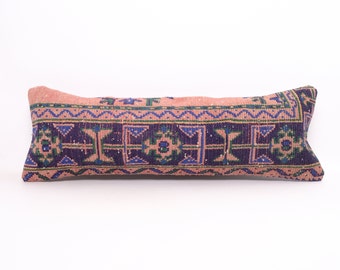 Copricuscino da tiro, Cuscino lombare, Copricuscino Kilim 12 x 36, Cuscino Boho, Cuscino turco, Cuscino in lana, Cuscino tessuto, Cuscino da letto