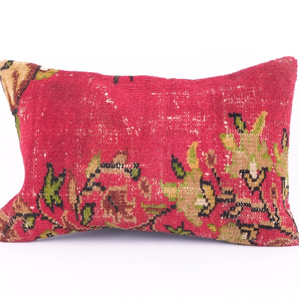 Anatolian Turkish Kilim Pillow, 16x24 Pillow Case, Decorative Pillow, Carpet Pillow, Boho Decor, Kilim Cushion Cover, Turkey Pillow