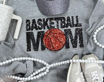 Basketball Mom Sequin Patch Sweatshirt: Game Day shirt - basketball - sequin basketball