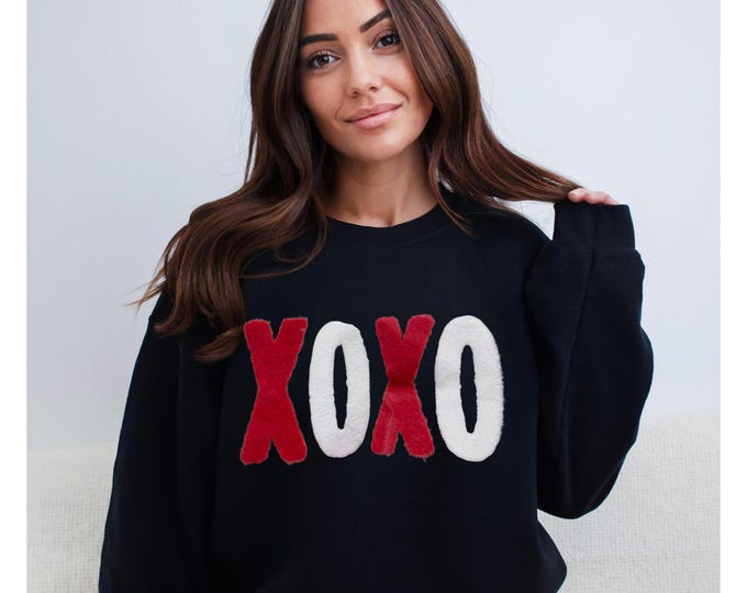 XOXO Red Fluffy Patch Shirt, Valentines Day